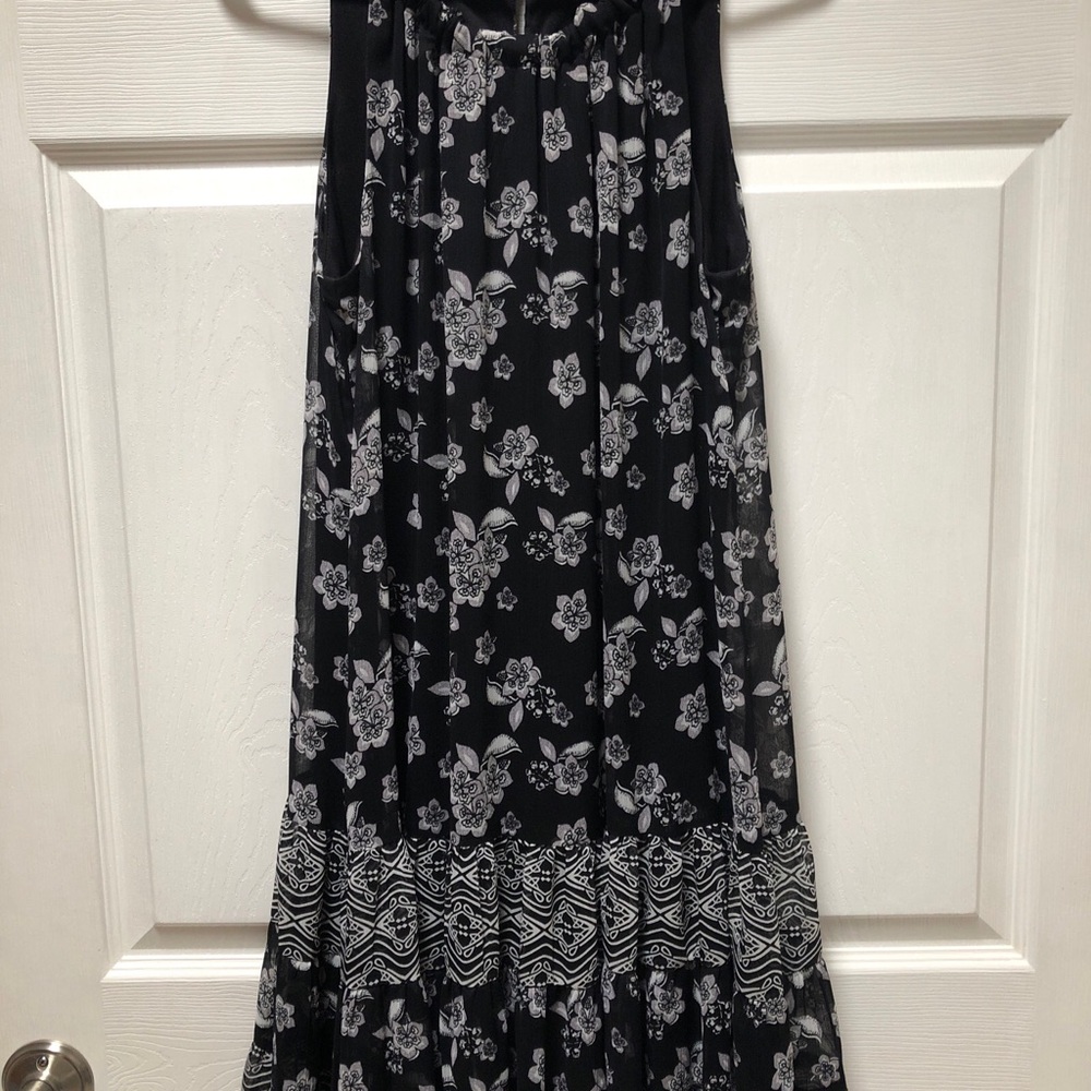 MSK Black and White Floral Midi Dress